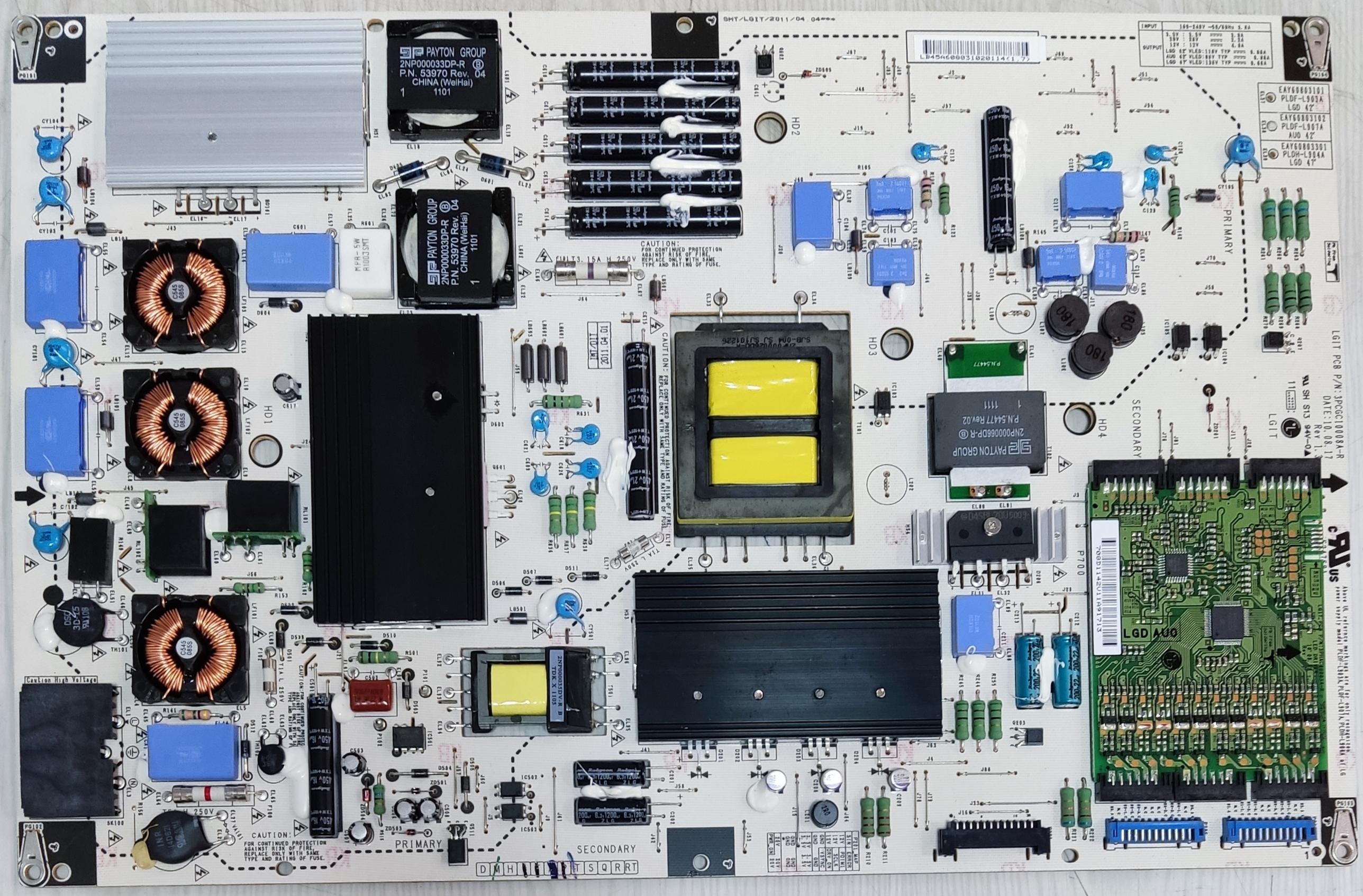 PLDF-L907A AU0 42\"  3PCGC10008A-R MÓDULO DE ALIMENTACIÓN EAY60803102 para TV LG 42LE4500-ZA POWER