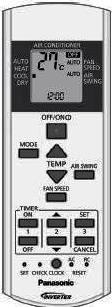 CWA75C4453 Mando distancia original  PANASONIC CS-YE9QKE CSYE9QKE