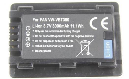 VW-VBT380CP Bateria compatible = VW-VBT380 para Panasonic modelo HC-V550