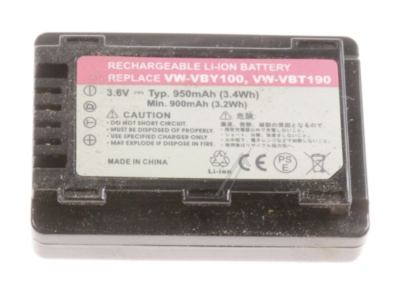 VW-VBY100C Bateria compatible para Panasonic  VW-VBY100E-K, VW-VBT190E-K